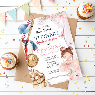 Invitación de cumpleaños de béisbol y bailarina   