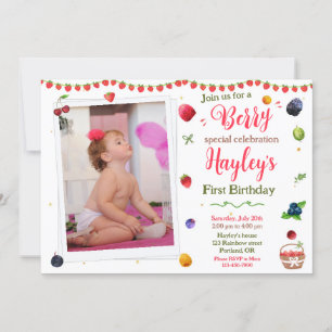 Invitación de cumpleaños de Berry Photo fiesta