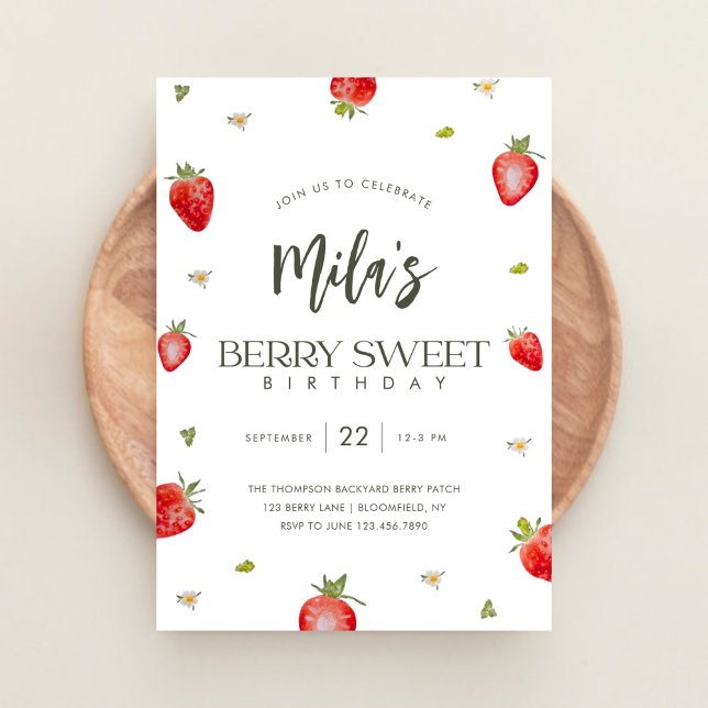 Invitación de cumpleaños de Berry Sweet minimalist (Subido por el creador)