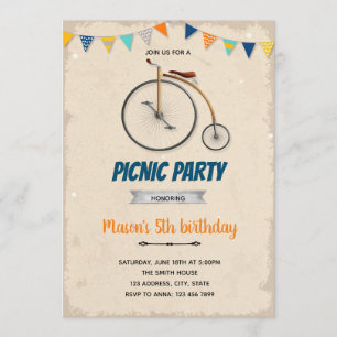 Invitación de cumpleaños de bicicleta de época