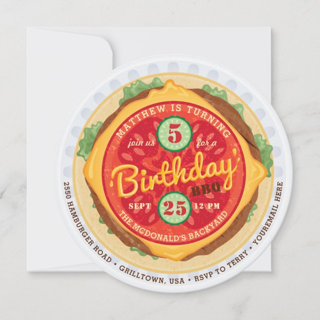 Invitación de cumpleaños de Big Burger (Anverso)