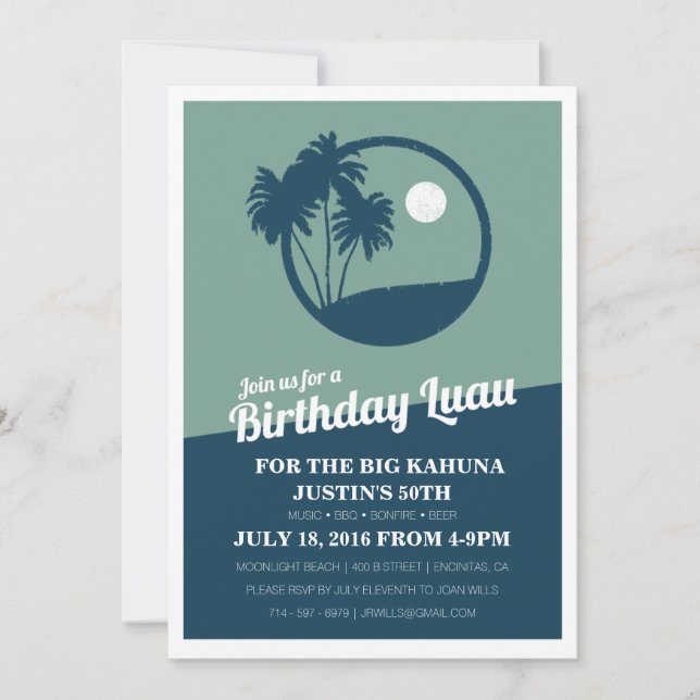 Invitación de cumpleaños de Big Kahuna BBQ (Anverso)