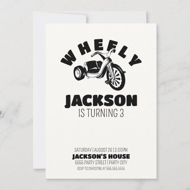 Invitación de cumpleaños de Big Wheel Boy - Gran T (Anverso)