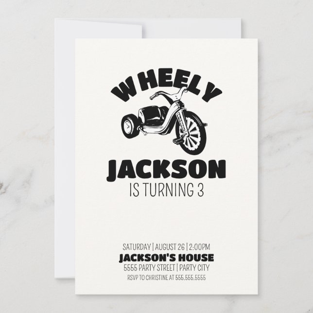 Invitación de cumpleaños de Big Wheel Boy - Gran T (Anverso)