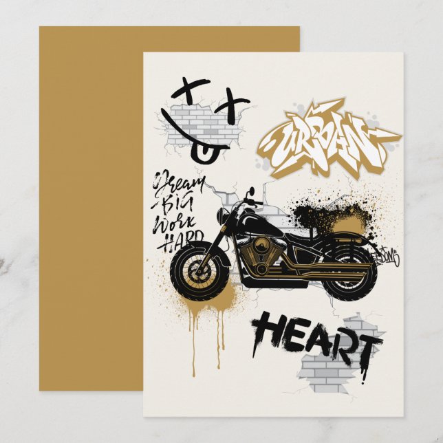 Invitación de cumpleaños de Biker (Anverso / Reverso)