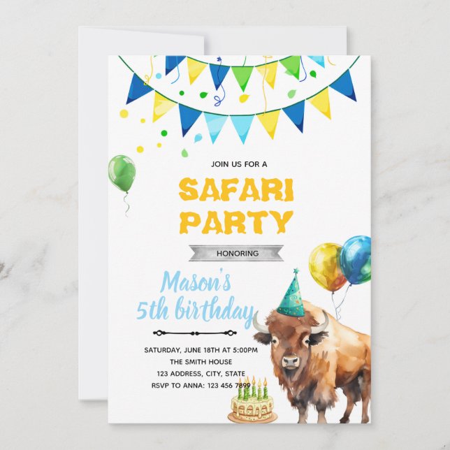 invitación de cumpleaños de Bison (Anverso)