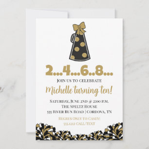 Invitación de cumpleaños de Black and Gold Cheor