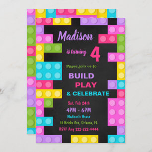 Invitación de cumpleaños de Black Bricks