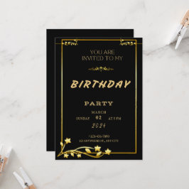 Invitación de cumpleaños de Black Gold Luxury