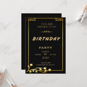Invitación de cumpleaños de Black Gold Luxury