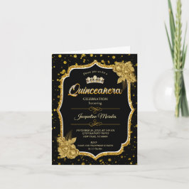 Invitación de cumpleaños de Black Gold y White Qui