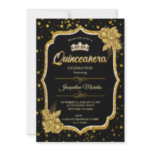 Invitación de cumpleaños de Black Gold y White Qui