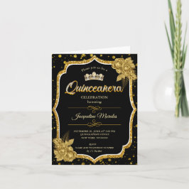 Invitación de cumpleaños de Black Gold y White Qui