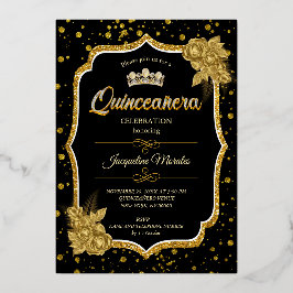 Invitación de cumpleaños de Black Gold y White Qui
