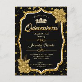 Invitación de cumpleaños de Black Gold y White Qui