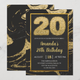 Invitación de cumpleaños de Black Golden 20