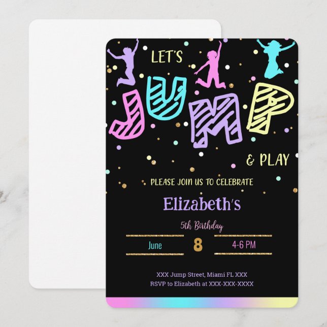 Invitación de cumpleaños de Black Jump (Anverso / Reverso)