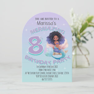 Invitación de cumpleaños de Black Mermaid Age