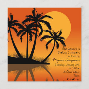 Invitación de cumpleaños de Black & Orange Island 
