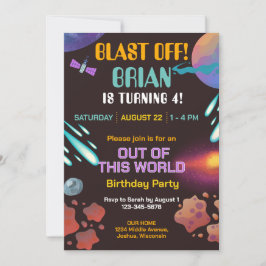 Invitación de cumpleaños de Blast Off Outer Space