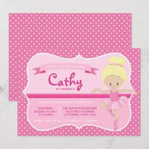 Invitación de cumpleaños de Blonde Pink Ballerina