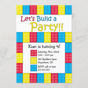 Invitación de cumpleaños de bloques de construcció