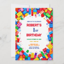 Invitación de cumpleaños de bloques de construcció