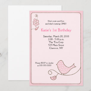 Invitación de cumpleaños de Blossom Polka Dot Pink