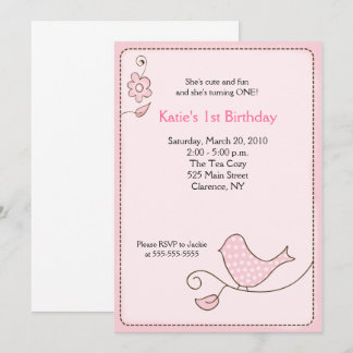 Invitación de cumpleaños de Blossom Polka Dot Pink