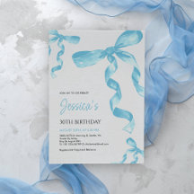 Invitación de cumpleaños de Blue Bow