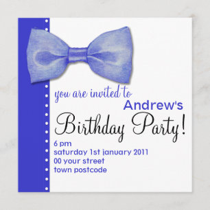 Invitación de cumpleaños de Blue BowTie