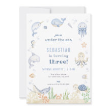 Invitación de cumpleaños de Blue Boy Under Sea