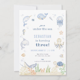 Invitación de cumpleaños de Blue Boy Under Sea