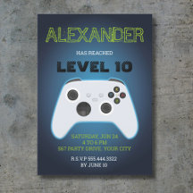 invitación de cumpleaños de Blue Gamer
