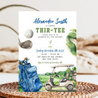 Invitación de cumpleaños de Blue Golf Thir-Tee