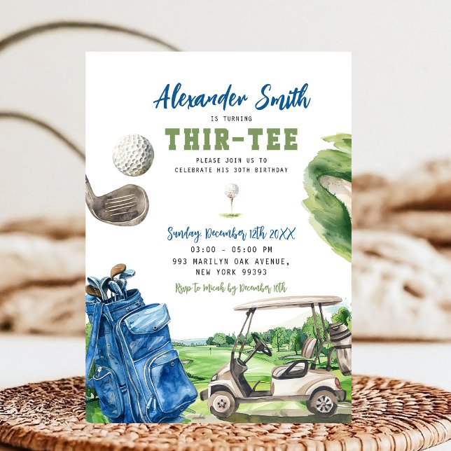 Invitación de cumpleaños de Blue Golf Thir-Tee (Subido por el creador)