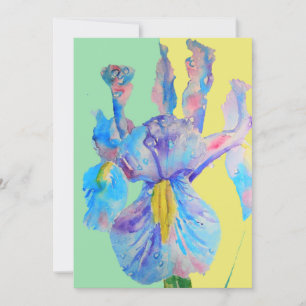Invitación de cumpleaños de Blue Iris Art Watercol