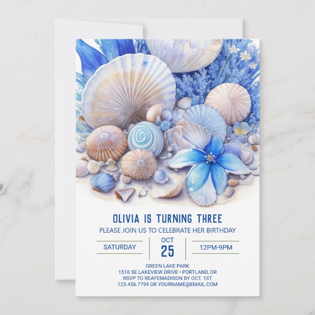 Invitación de cumpleaños de Blue Ocean Dreams Boy (Anverso)
