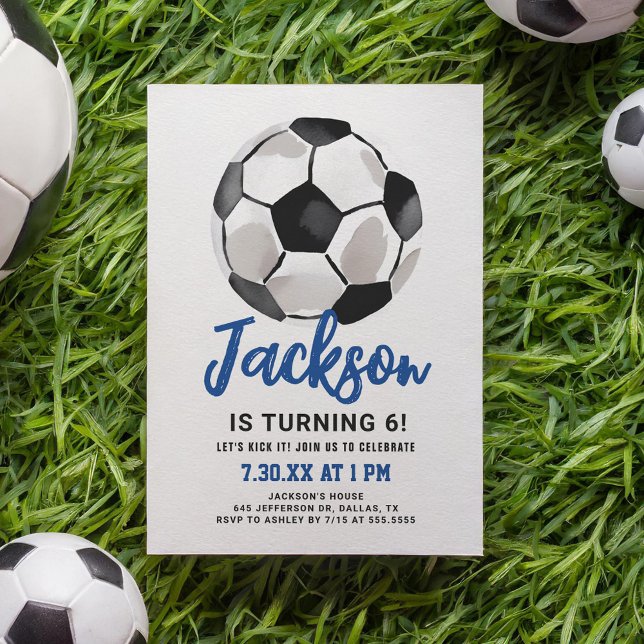 Invitación de cumpleaños de Blue Soccer Boy (Subido por el creador)