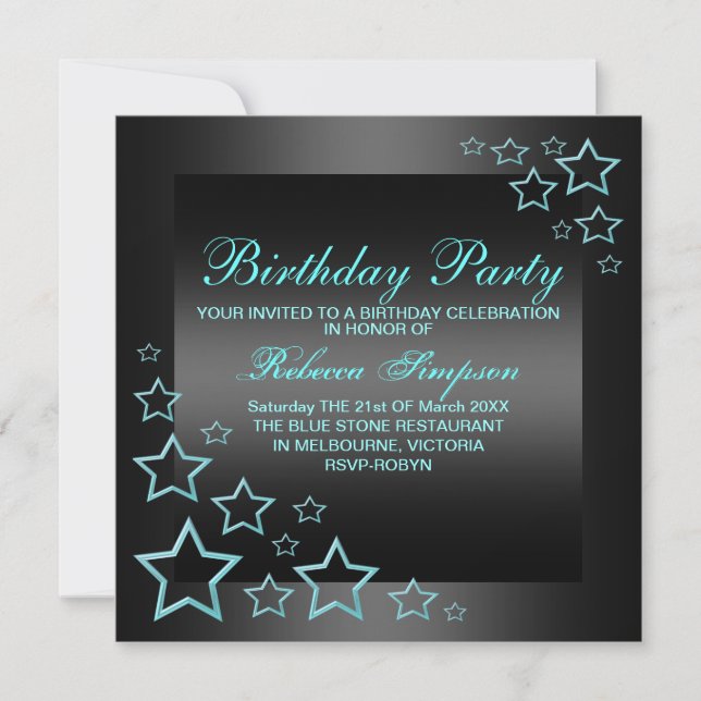 Invitación de cumpleaños de Blue Star (Anverso)