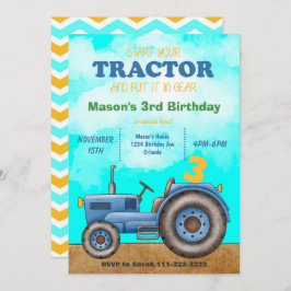 Invitación de cumpleaños de Blue Tractor