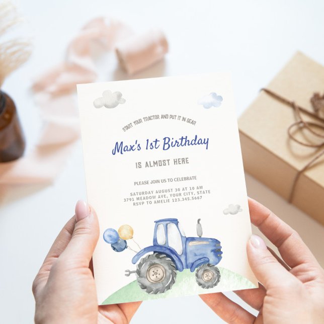 Invitación de cumpleaños de Blue Tractor (Subido por el creador)