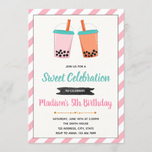 Invitación de cumpleaños de Boba milktea