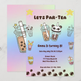 Invitación de cumpleaños de Boba por el té de burb