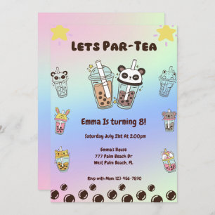 Invitación de cumpleaños de Boba por el té de burb