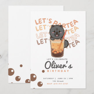 Invitación de cumpleaños de Boba Tea Chow Chow Dog