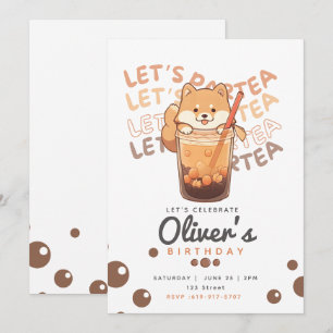 Invitación de cumpleaños de Boba Tea Shiba Inu