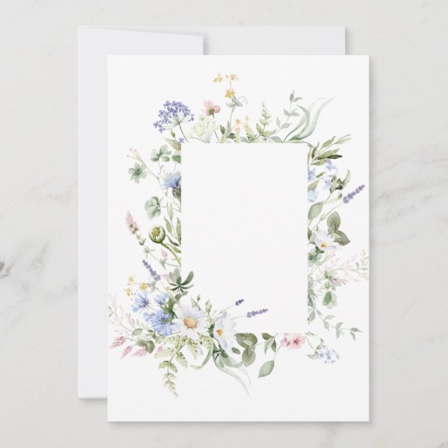 Invitación de cumpleaños de boda con borde floral (Anverso)