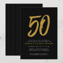 invitación de cumpleaños de bodas de oro negro y d