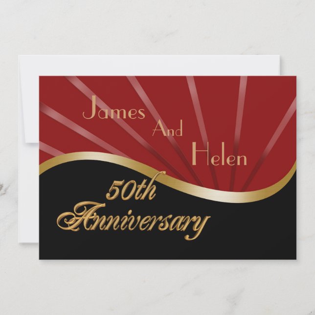 invitación de cumpleaños de bodas de oro rojo 50 a (Anverso)